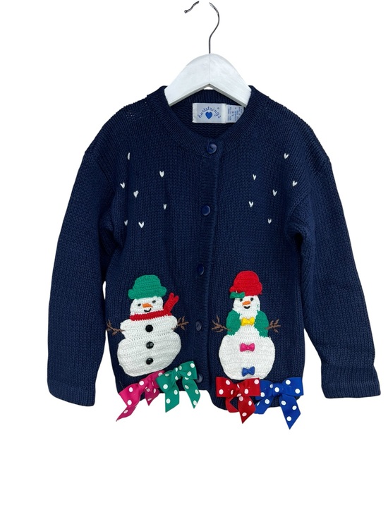 Hartstrings Other - Vintage Hartstrings Button Front Whimsical Snowman Sweater Cardigan Girls 5/6